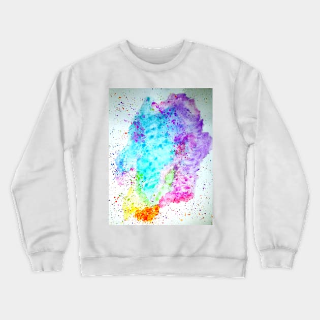 Kaleidoscopic Dream - Abstract Watercolor painting in free style blue, purple, pink, green, yellow, and orange Crewneck Sweatshirt by Raidyn